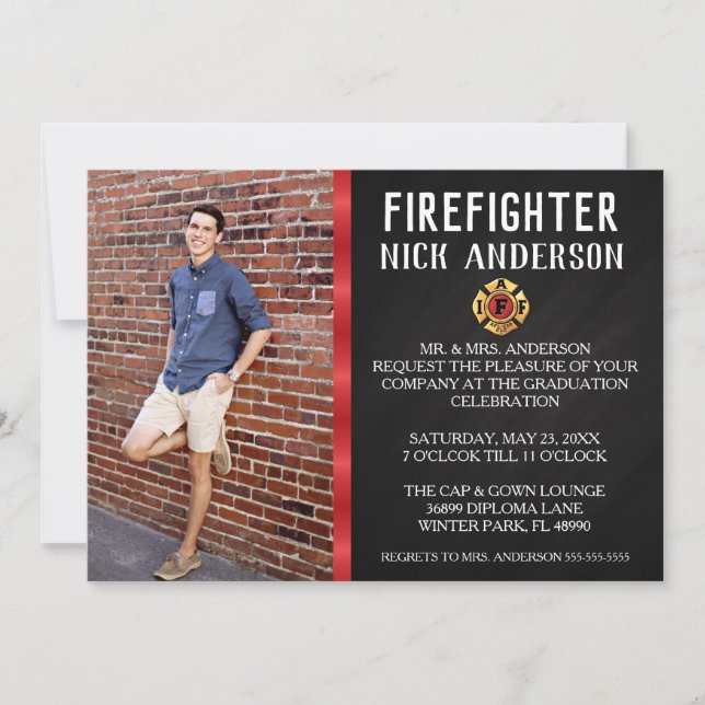 Meddelande från Trendig Firefighter School Student Inbjudningar (Framsida)