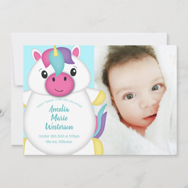 Meddelande från Unicorn Baby Inbjudningar (Framsida)