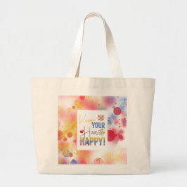 Meddelande - håll ditt hjärta lyckligt  jumbo tygkasse