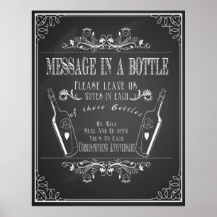 "Meddelande i en flaska" bröllopsgästbok Poster