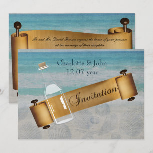 Meddelande i ett flaska Beach Wedding Inbjudningar