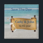 Meddelande i ett flaska Beach Wedding Magnet<br><div class="desc">Meddelande i en flaska-beach-bröllop</div>