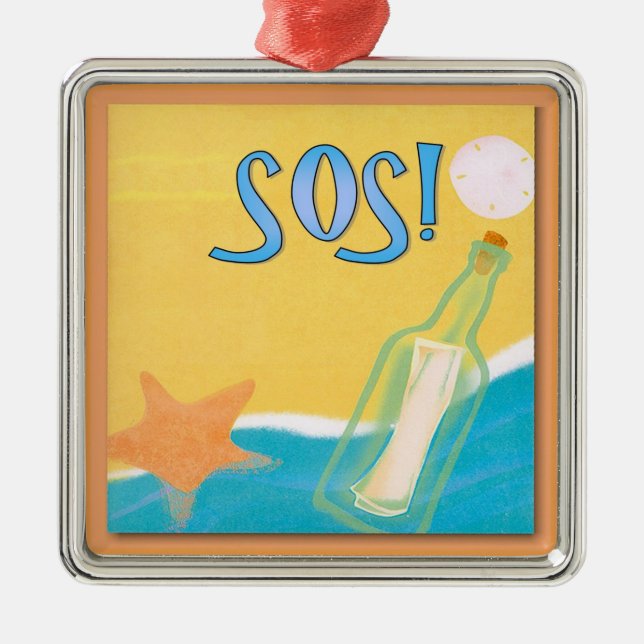 Meddelande i Flaska 1 Julgransprydnad Metall (Framsidan)