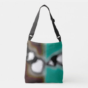 Meddelande i Flaska: Abstrakt Brown, Teal, B & W Axelväska