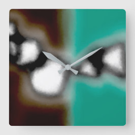 Meddelande i Flaska: Abstrakt Brown, Teal, B & W Fyrkantig Klocka