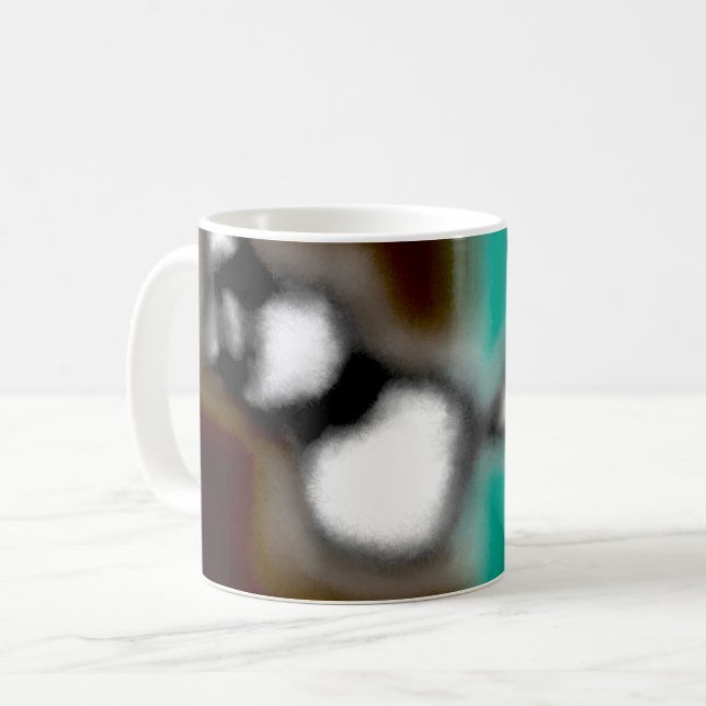 Meddelande i Flaska: Abstrakt Brown, Teal, B & W Kaffemugg (Framsida vänster)