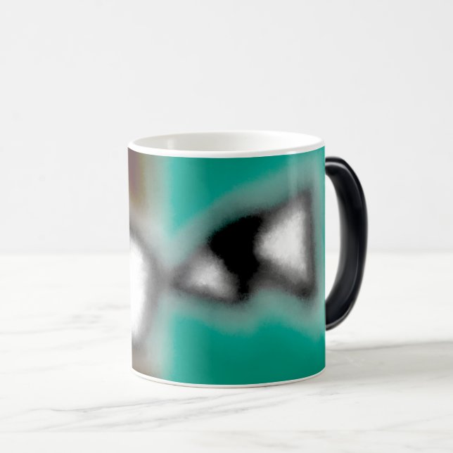 Meddelande i Flaska: Abstrakt Brown, Teal, B & W Magisk Mugg (Framsida höger)