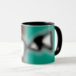 Meddelande i Flaska: Abstrakt Brown, Teal, B & W Mugg