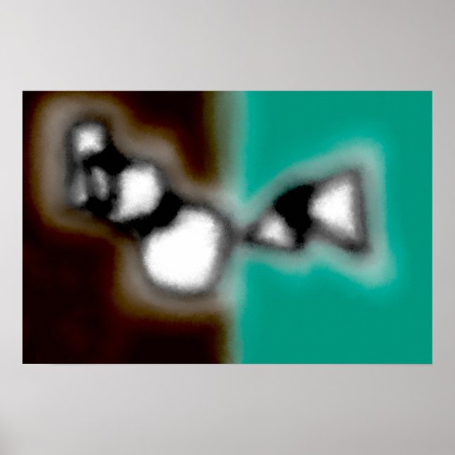 Meddelande i Flaska: Abstrakt Brown, Teal, B & W Poster (Framsidan)