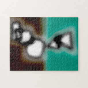 Meddelande i Flaska: Abstrakt Brown, Teal, B & W Pussel