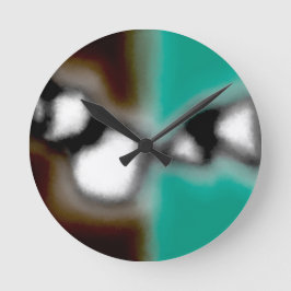 Meddelande i Flaska: Abstrakt Brown, Teal, B & W Rund Klocka