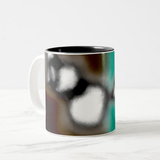 Meddelande i Flaska: Abstrakt Brown, Teal, B & W Två-Tonad Mugg (Framsida vänster)