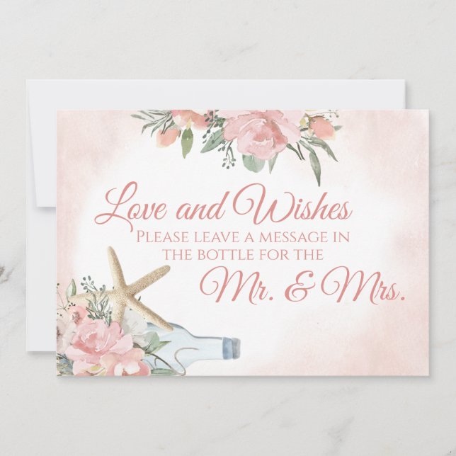 Meddelande i flaska Blommig strand Inbjudningar (Framsida)