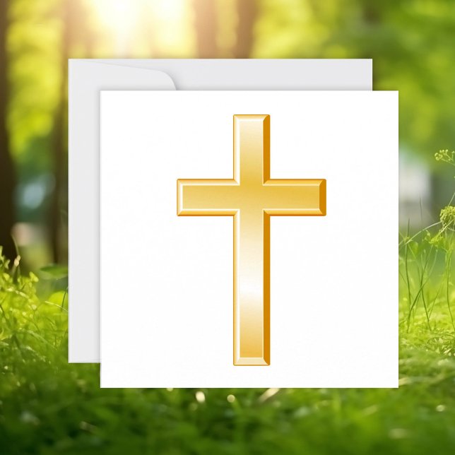 Meddelande-/inbjudan-kort för Christian Kor (Gold cross, symbol of Christian faith. Customize with your text. )