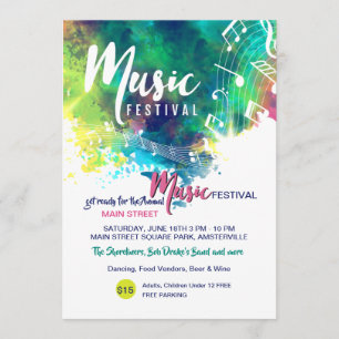Meddelande/inbjudan till musikfestival Watercolor Inbjudningar