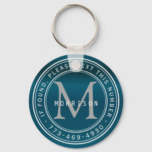 Meddelande - Monogram i Teal Nyckelring