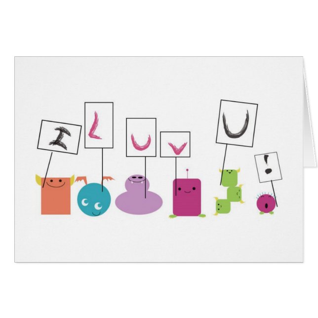 meddelande-monster hälsningskort (Framsidan Horizontal)