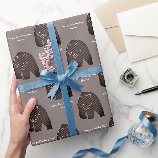 Meddelande om Anpassningsbar av Rustic Brown Bear  Presentpapper (Gifting)