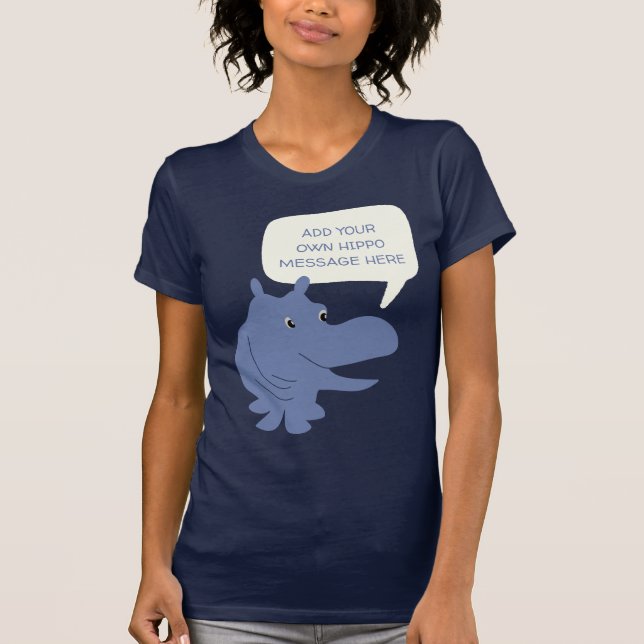 Meddelande om Anpassningsbarna Cute Blue Hippo Hip T Shirt (Framsida)
