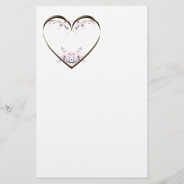 Meddelande om Anpassningsbarna Heart n Flowers Brevpapper (Framsida)