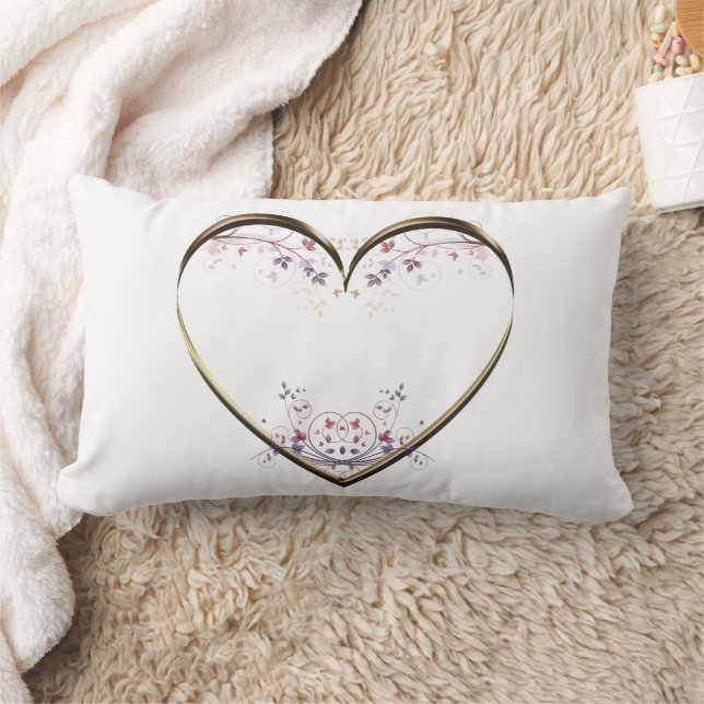 Meddelande om Anpassningsbarna Heart n Flowers Lumbarkudde (Filt)