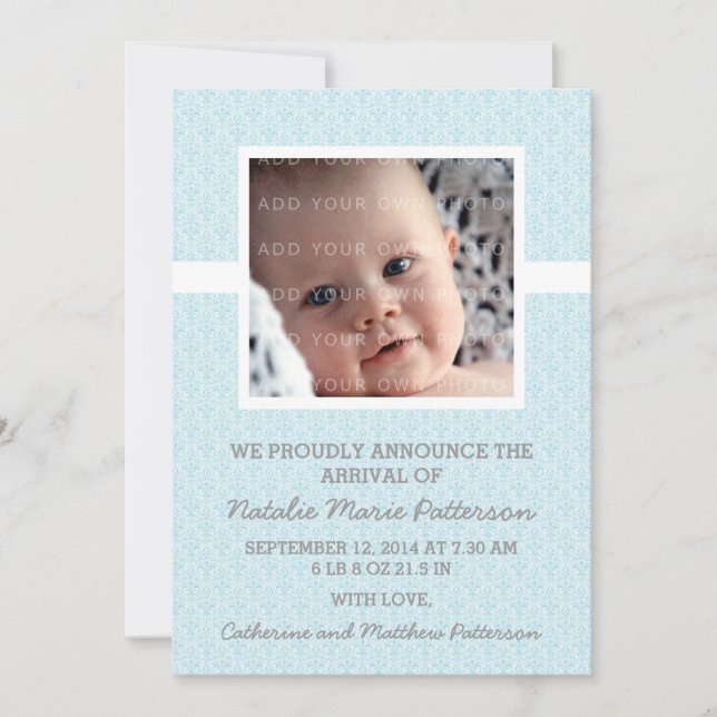 Meddelande om Blue Damask Ram Photo Baby (Framsida)