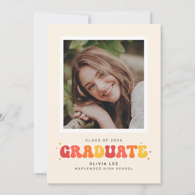 Meddelande om Bright Groovy Retro Photo Studenten (Framsida)