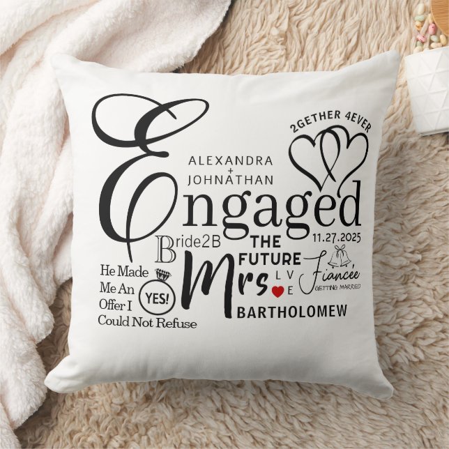 Meddelande om Bröllop vid aktivt kollage Kudde (Filt)