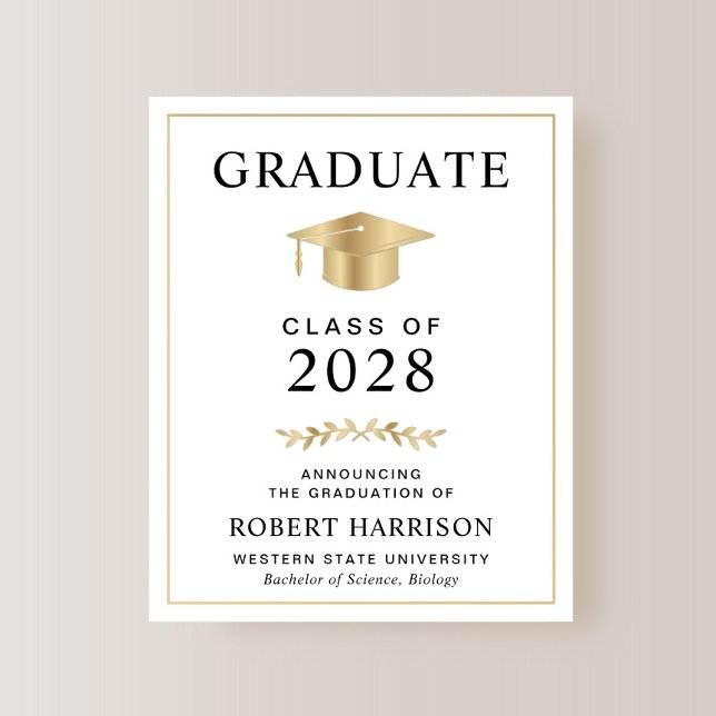 Meddelande om budgetakademisk utbildning (An elegant college graduation announcement to celebrate the graduate's achievements)