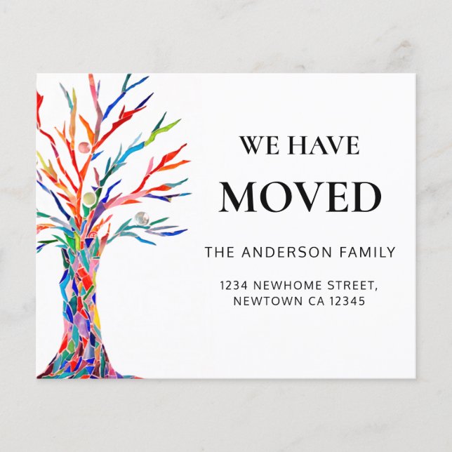 Meddelande om budgeterad Vi har flyttat - färgstar (Framsida)