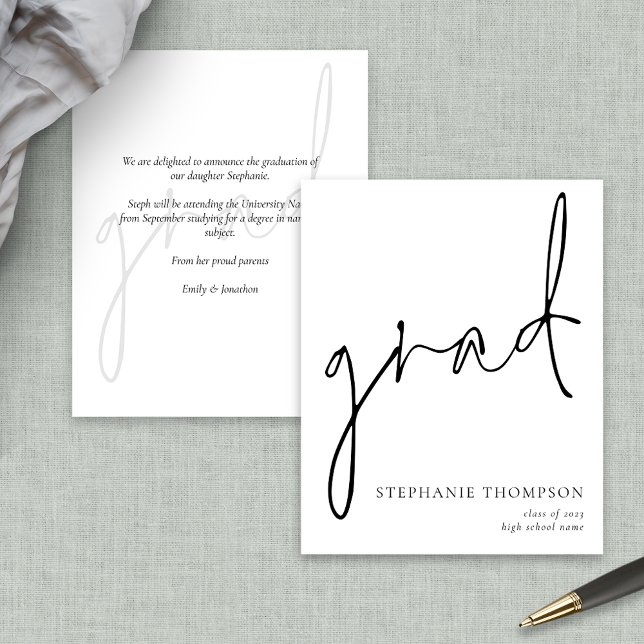 Meddelande om budgetskript Student (Front and back view)