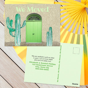 Meddelande om Cactus Grönt Door Vi har flyttat Vykort