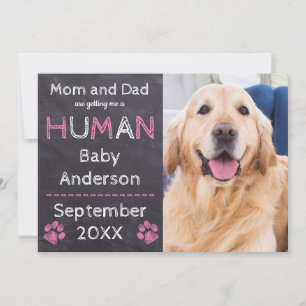 Meddelande om Chalkboard Baby Rosa Hund Gravid
