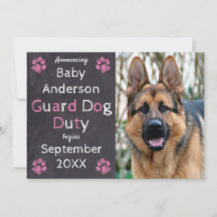 Meddelande om Chalkboard Rosa Baby Hund Gravid 