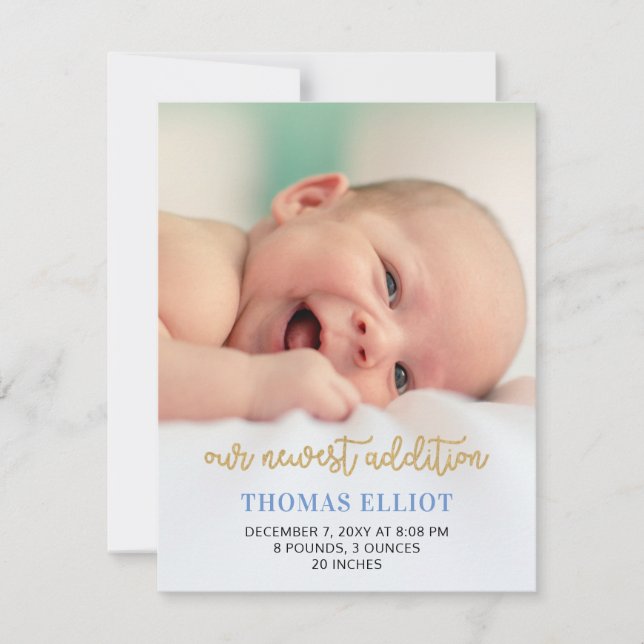 Meddelande om Cute Blue Script Photo Baby (Framsida)