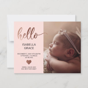 Meddelande om Cute Rosa Hej Photo Baby