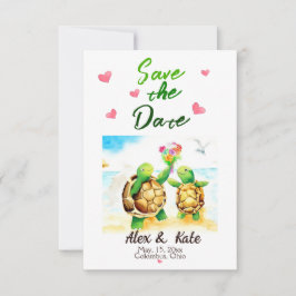 Meddelande om Cute Turtle Bröllop spara datum