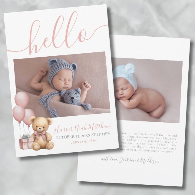 Meddelande om det nyfödda barnet Birth Photo Baby (Baby Girl Newborn Photo Birth Announcement)