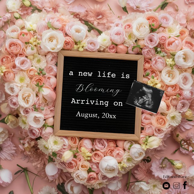 Meddelande om digital gravid för blommigt inbjudningar (Skapare uppladdad)