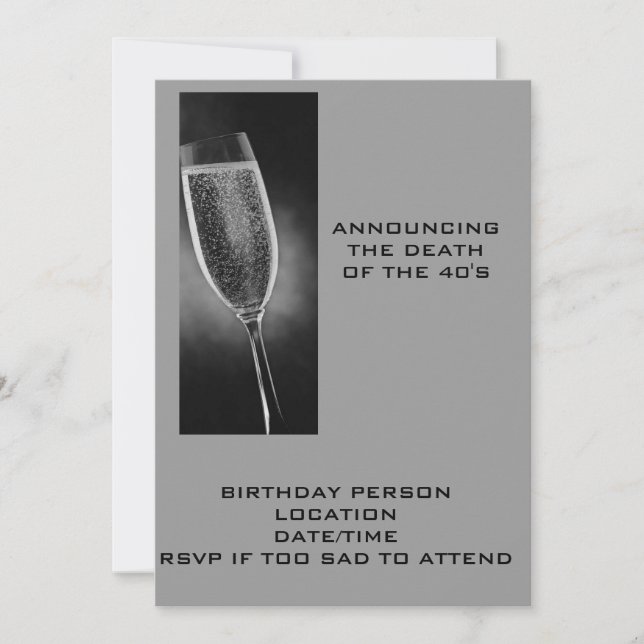 MEDDELANDE OM DÖDEN FÖR 40:S INBJUDAN (Framsida)