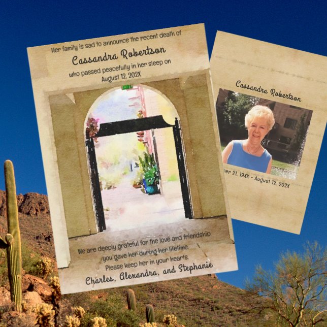 Meddelande om dödsfall i sydvästra temat inbjudningar (Skapare uppladdad)