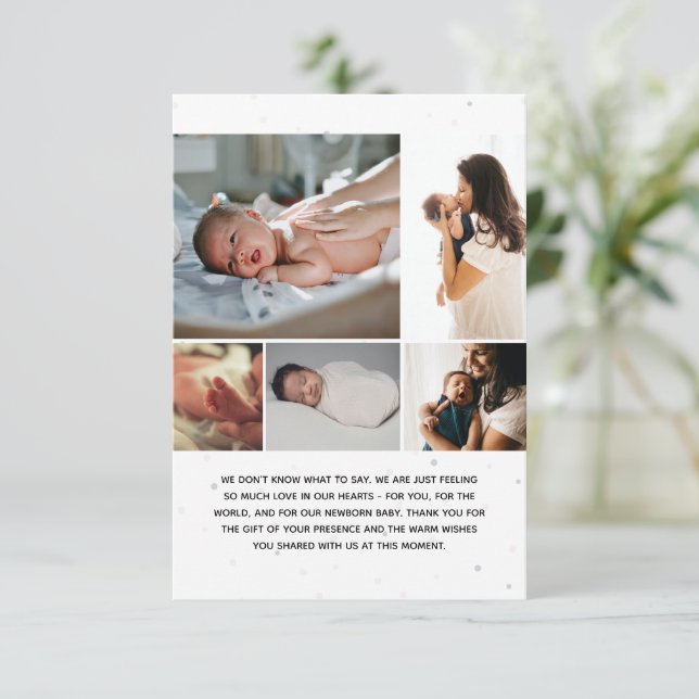 Meddelande om fem Photo Collage Birth Inbjudningar (Stående Fram)
