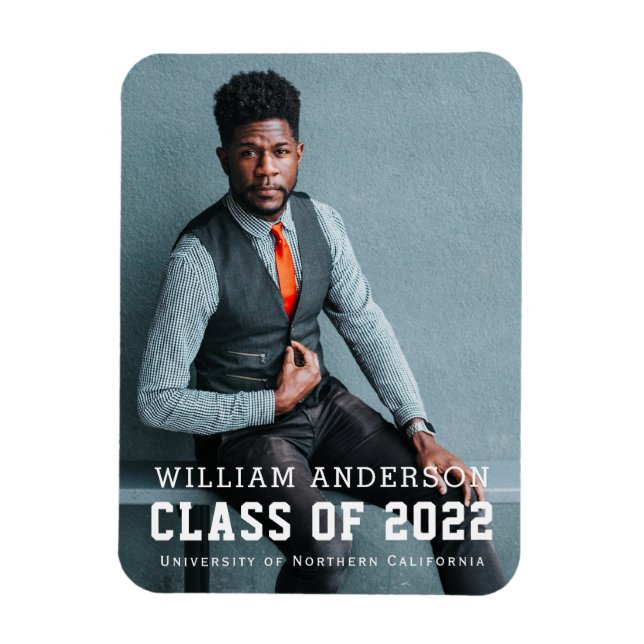 Meddelande om fet minimalistiskt foto Blue Student Magnet (Vertikal)