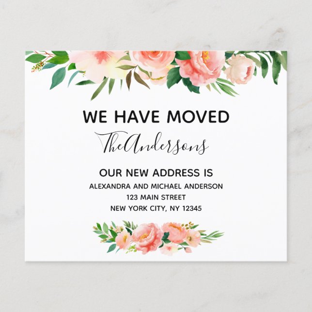 Meddelande om Flytta av Blommigt av budgetperioden Flygblad (Framsidan)