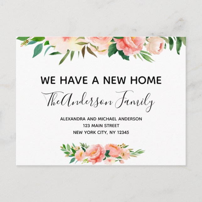 Meddelande om Flytta av Blommigt av budgetperioden Vykort (Framsida)