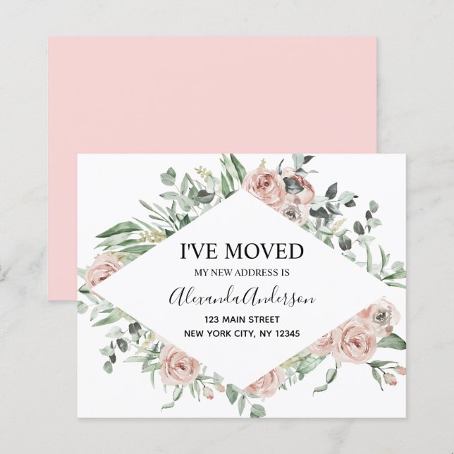 Meddelande om Flytta av Blommigt av Rosa av budget (Fram/baksida)