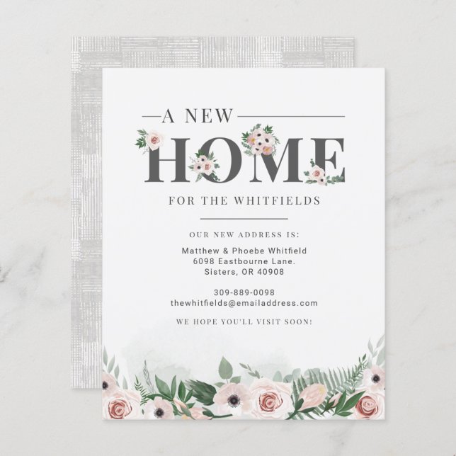 Meddelande om Flytta av Blommigt för Flyttat budge (Fram/baksida)