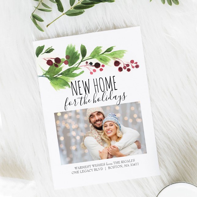 Meddelande om Flytta av botaniskt rött och Grönt H Inbjudningar (Skapare uppladdad)