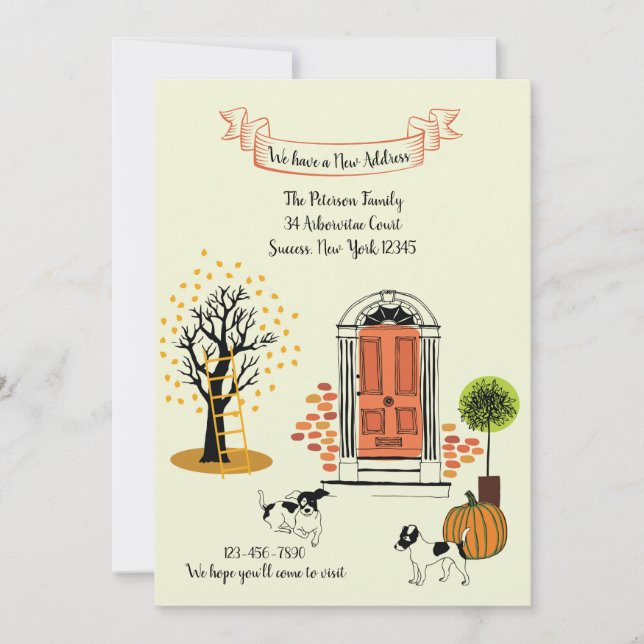 Meddelande om Flytta av främre dörr Inbjudningar (Framsida)