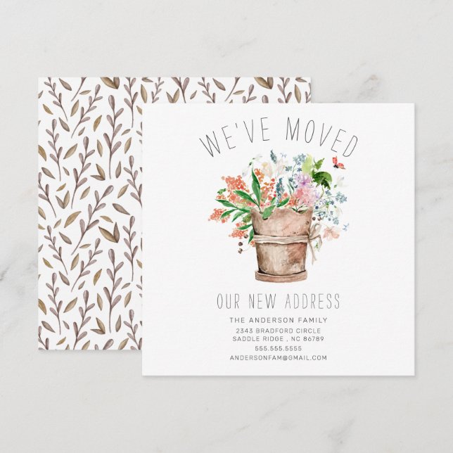 Meddelande om Flytta av Rustic Blommigt (Fram/baksida)